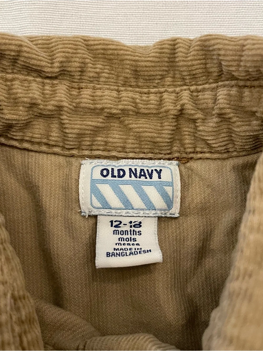 Old Navy Button Down Shirt Size 12-18MO Brown Corduroy Long Sleeve Pocket VTG